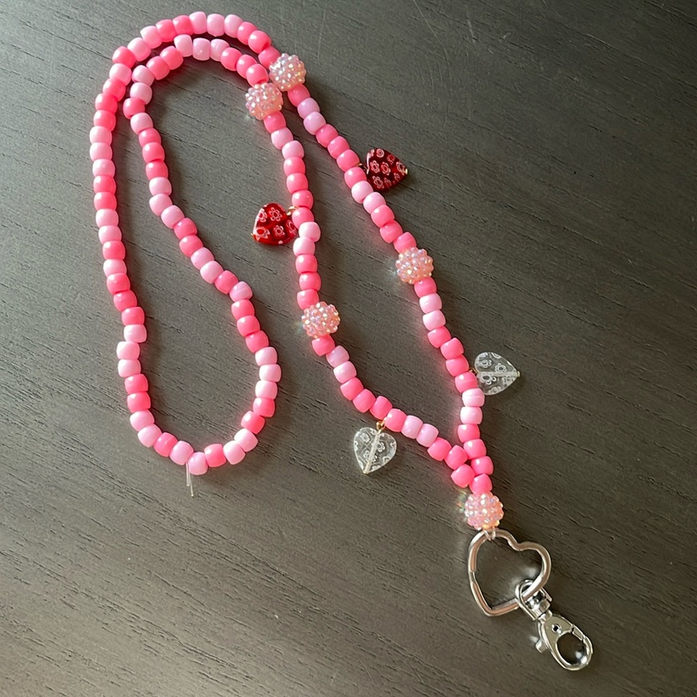Beaded teacher key lanyard